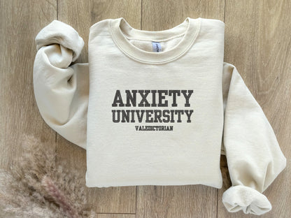 EMBROIDERED Anxiety University Sweatshirt, Valedictorian, Honors Program, Mental Health Shirts, Anxiety Sweater, College Sweatshirt, Gift