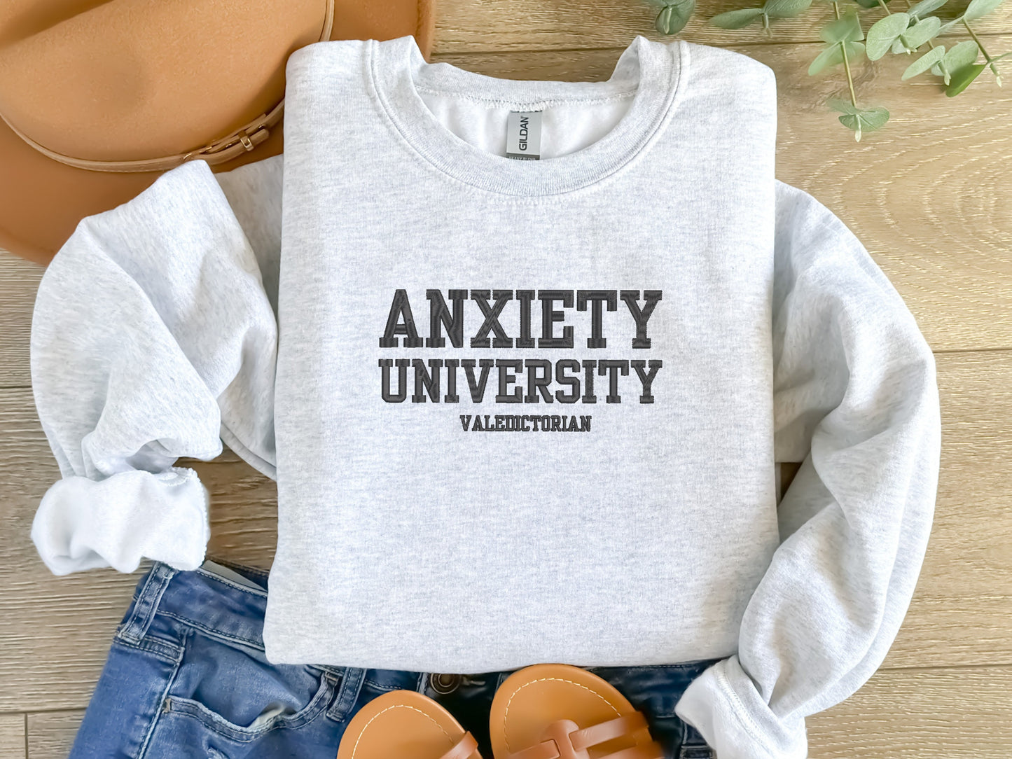 EMBROIDERED Anxiety University Sweatshirt, Valedictorian, Honors Program, Mental Health Shirts, Anxiety Sweater, College Sweatshirt, Gift