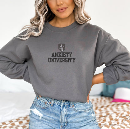 EMBROIDERED Anxiety University Sweatshirt, Valedictorian, Honors Program, Mental Health Shirts, Anxiety Sweater, College Sweatshirt, Gift