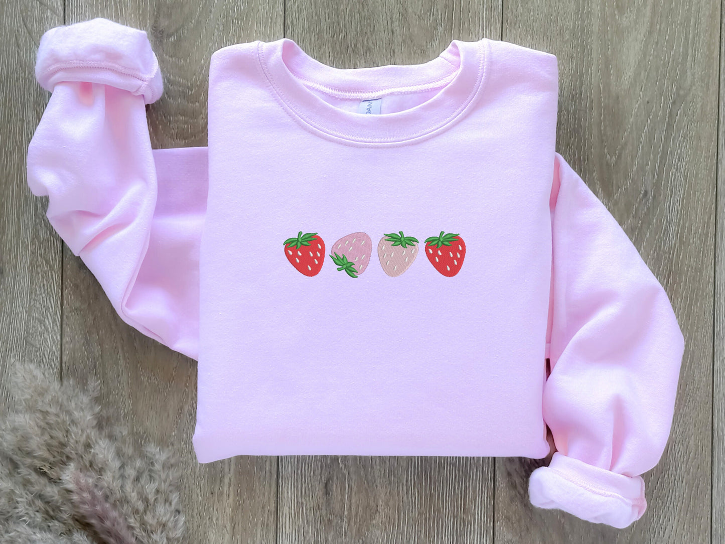 EMBROIDERED Strawberry Sweatshirt, Cozy Chic Stlye, Personalized Gift, Gift for her and him, Trendy Sweatshirt, VSCO Fashion, Comfy Crewneck