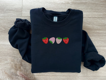 EMBROIDERED Strawberry Sweatshirt, Cozy Chic Stlye, Personalized Gift, Gift for her and him, Trendy Sweatshirt, VSCO Fashion, Comfy Crewneck