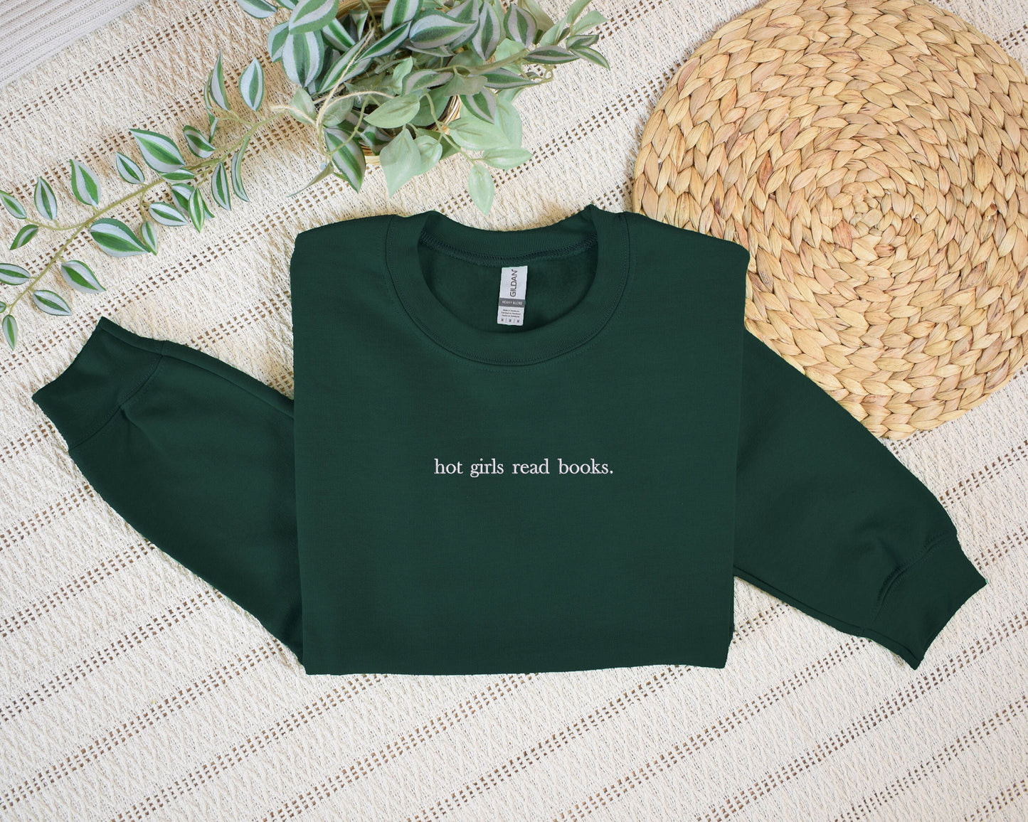 Hot Girls Read Books (White Text) - Embroidered Sweatshirt