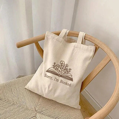 Sorry I'm Booked - Embroidered Tote