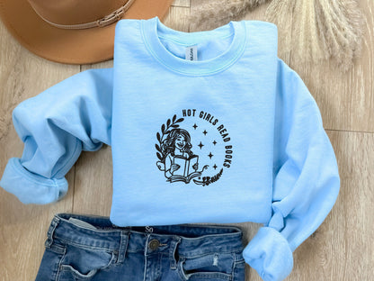 Hot Girls Read Books - Embroidered Sweatshirt