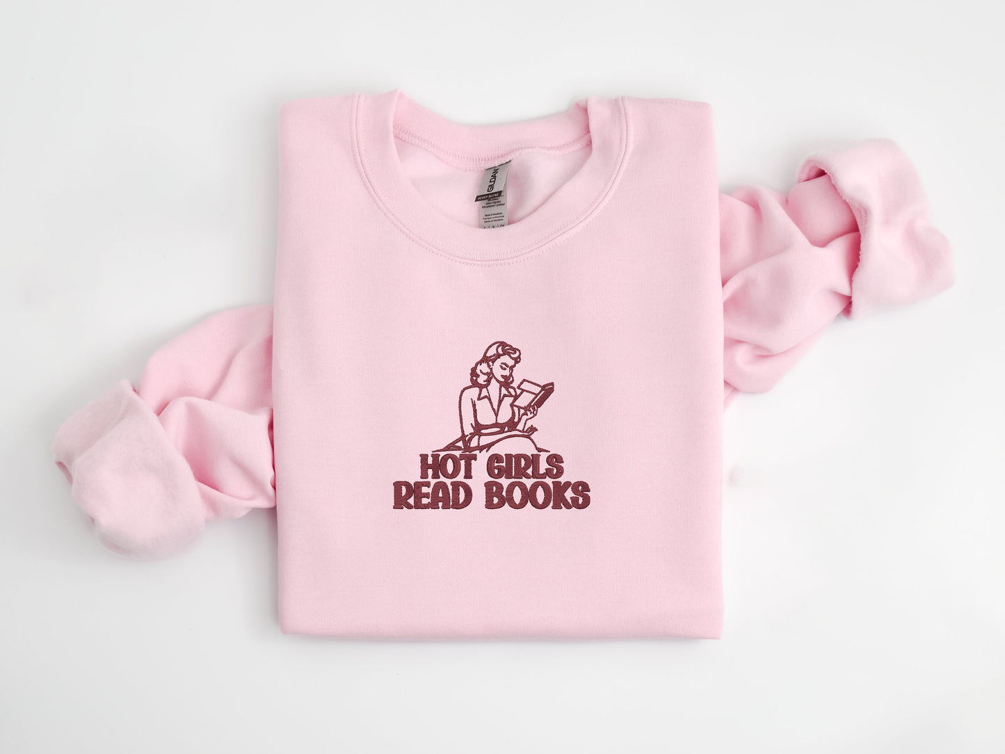 Hot Girls Read Books (Retro) - Embroidered Sweatshirt