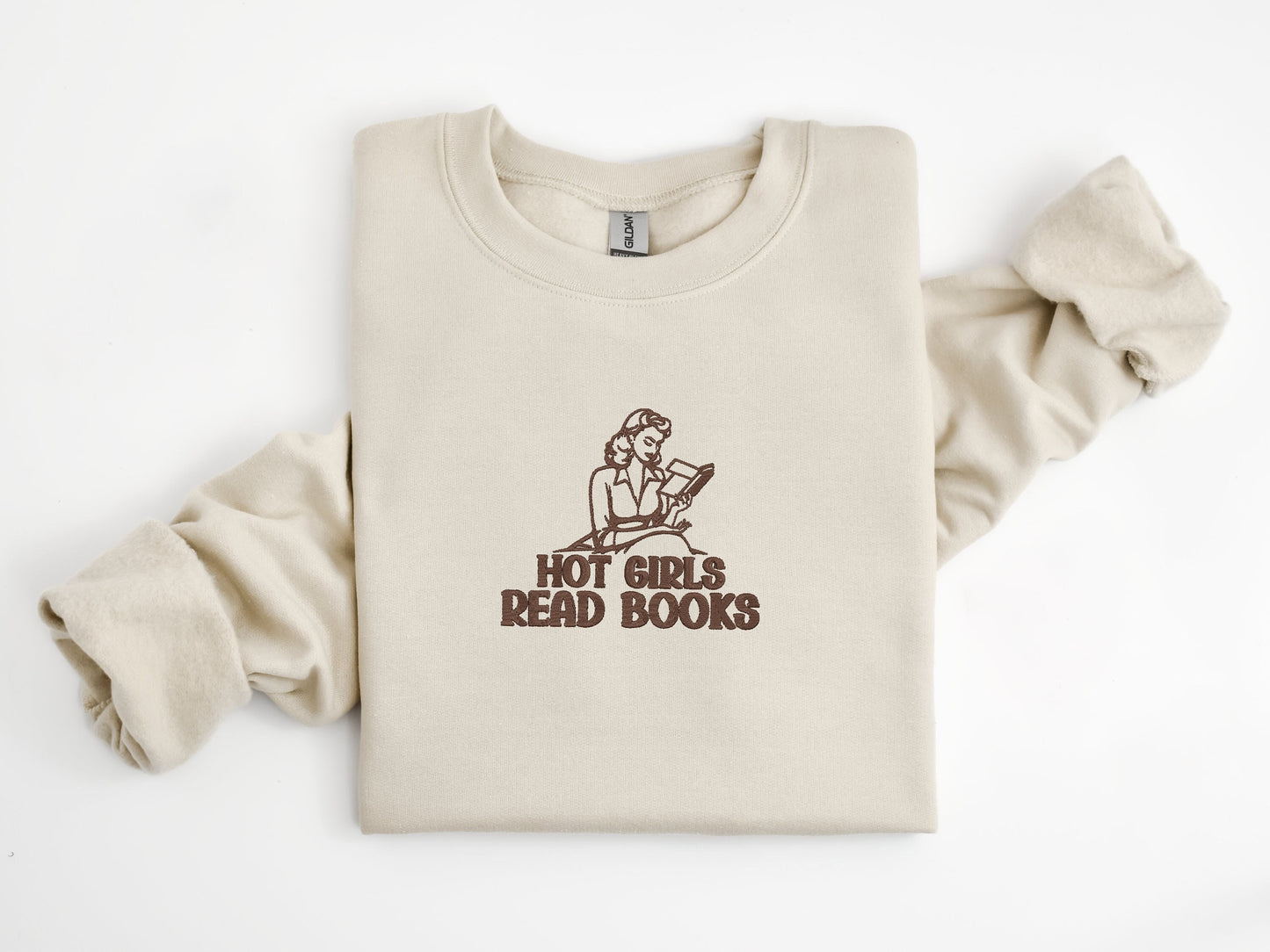 Hot Girls Read Books (Retro) - Embroidered Sweatshirt