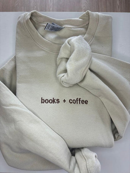 Books & Coffee - Embroidered Sweatshirt