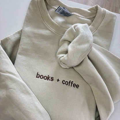 Books & Coffee - Embroidered Sweatshirt