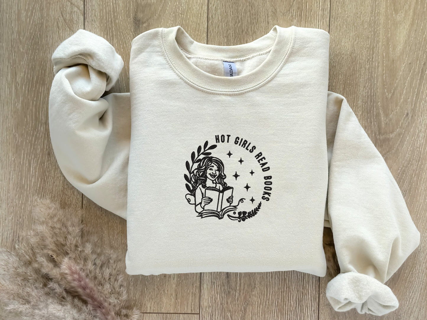 Hot Girls Read Books - Embroidered Sweatshirt