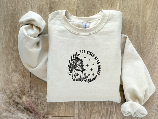 Hot Girls Read Books - Embroidered Sweatshirt