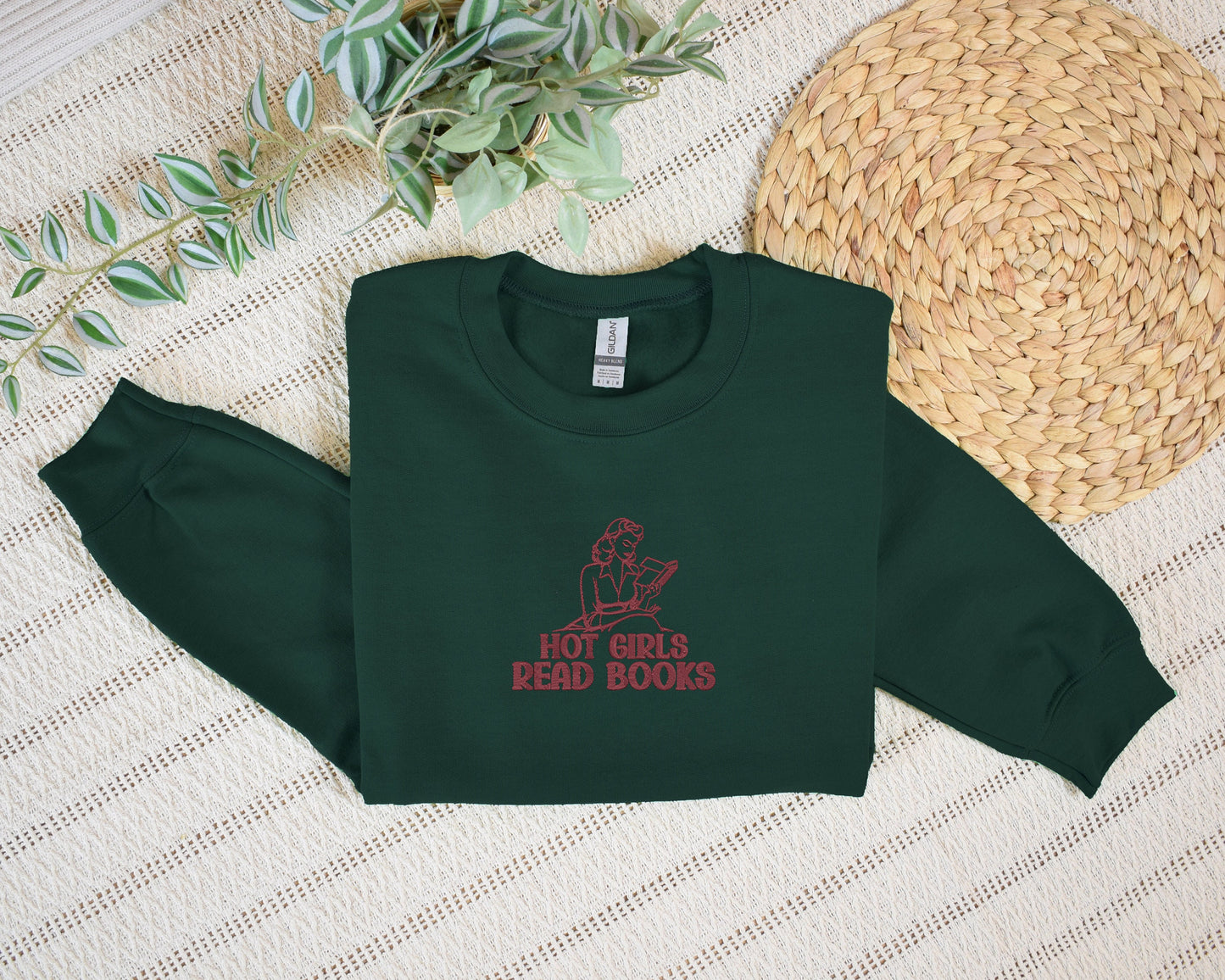 Hot Girls Read Books (Retro) - Embroidered Sweatshirt