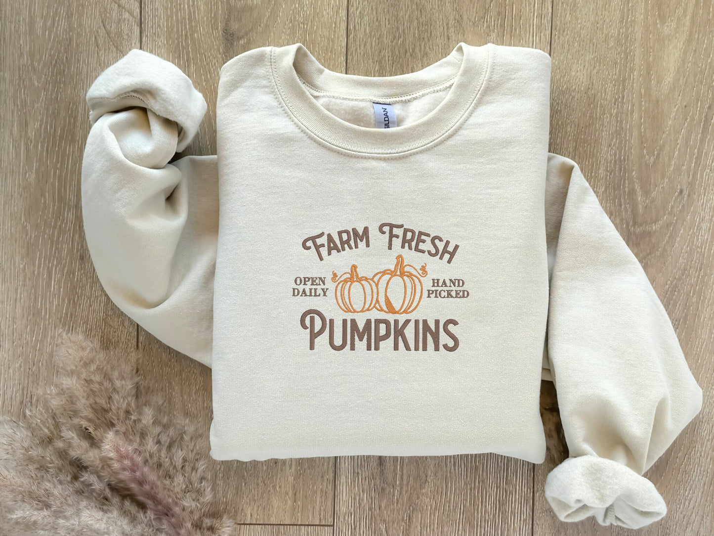 Farm Fresh Pumpkins Embroidered Sweatshirt, Jack O Lantern Sweater, Retro Halloween Shirt, Fall Sweatshirt, Pumpkin Season, Custom Embroider