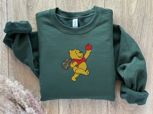 EMBROIDERED Fall Winnie The Pooh Sweatshirt, Apple Picking, Pumpkin Picking Shirt, Halloween Sweatshirt, Fall Themed Clothing, Vintage Shirt