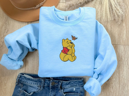 EMBROIDERED Winnie The Pooh Fall Leaf Embroidered Sweatshirt, Halloween Sweatshirt, Thanksgiving Shirt, Autumn Sweatshirt, Pumpkin Shirt