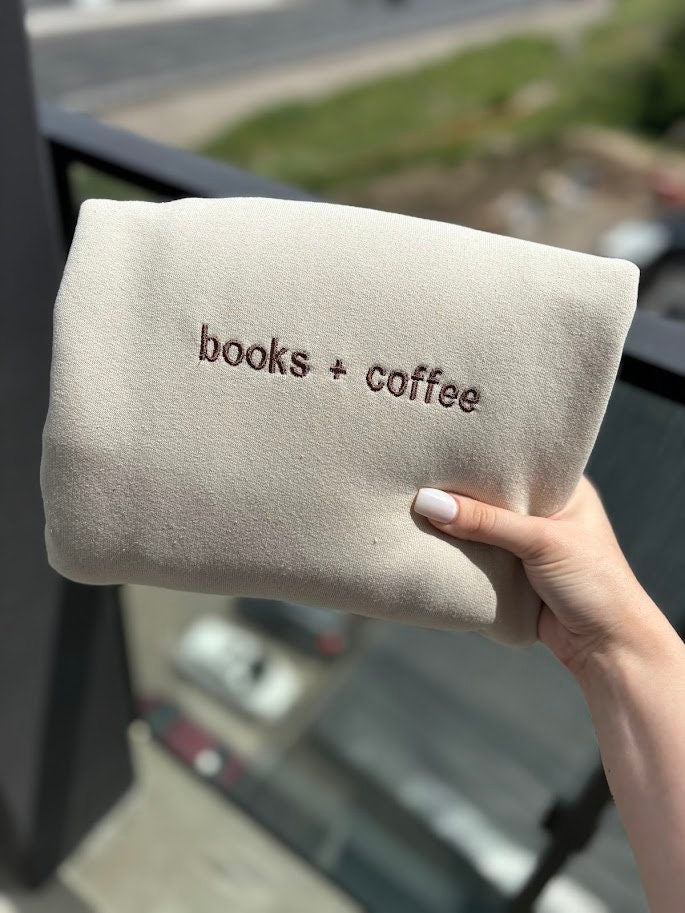 Books & Coffee - Embroidered Sweatshirt