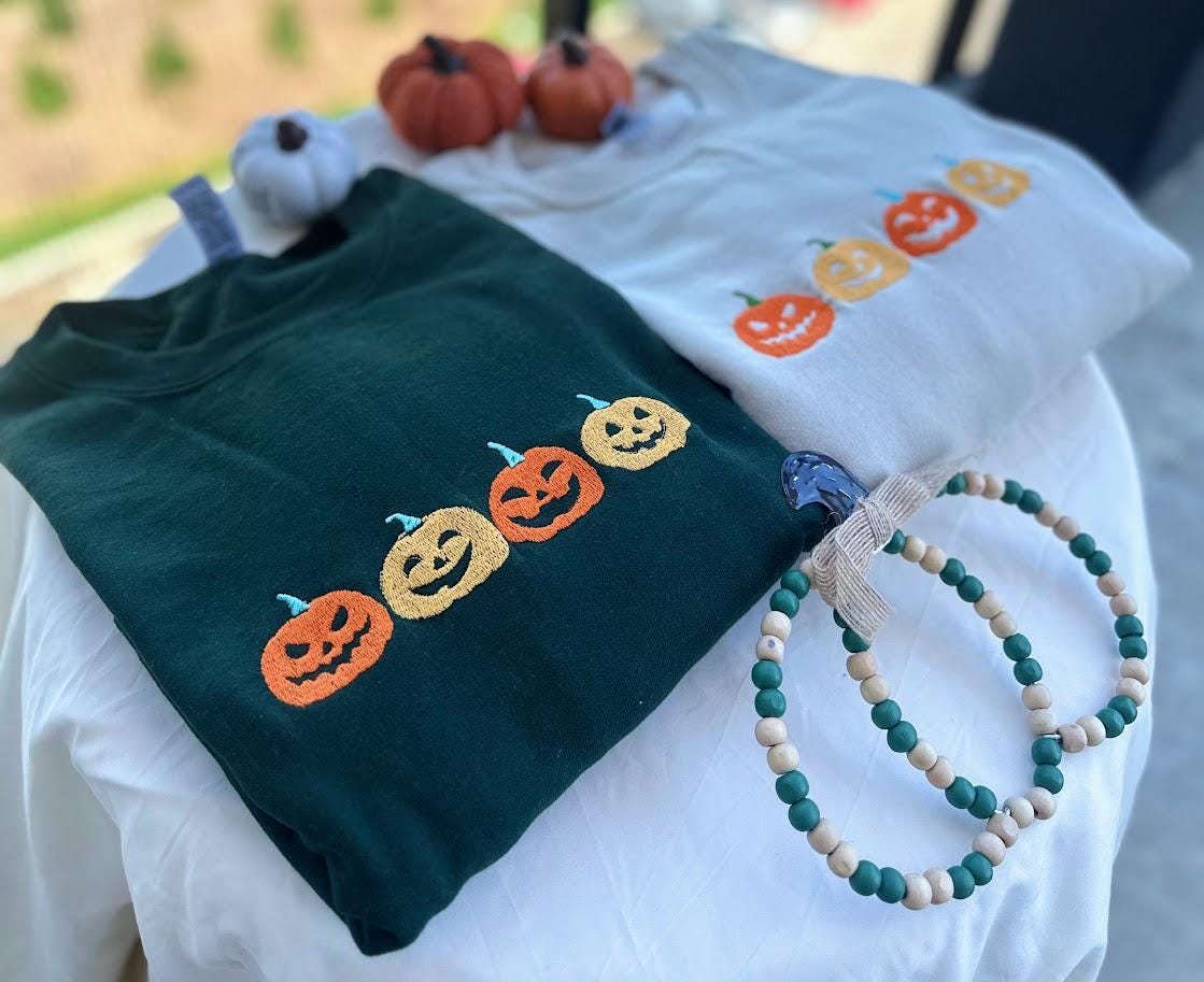 EMBROIDERED Jack O Lantern Sweatshirt, Embroidered Pumpkin Sweater, Halloween Crewneck, Fall Sweatshirt, Spooky Season, Pumpkin Carving