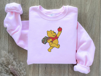 EMBROIDERED Fall Winnie The Pooh Sweatshirt, Apple Picking, Pumpkin Picking Shirt, Halloween Sweatshirt, Fall Themed Clothing, Vintage Shirt