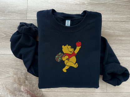 EMBROIDERED Fall Winnie The Pooh Sweatshirt, Apple Picking, Pumpkin Picking Shirt, Halloween Sweatshirt, Fall Themed Clothing, Vintage Shirt