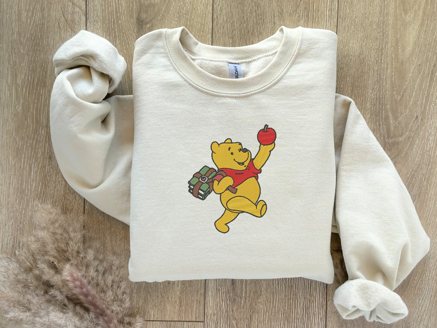 EMBROIDERED Fall Winnie The Pooh Sweatshirt, Apple Picking, Pumpkin Picking Shirt, Halloween Sweatshirt, Fall Themed Clothing, Vintage Shirt