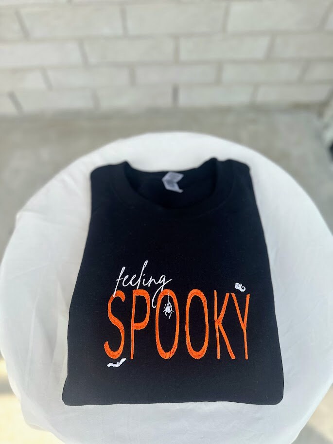 Feeling Witchy and Spooky Embroidered Sweatshirt, Halloween, Spooky Season, Witches Brew, Witch Costume, Fall Trick Or Treat, Witch,Salem MA