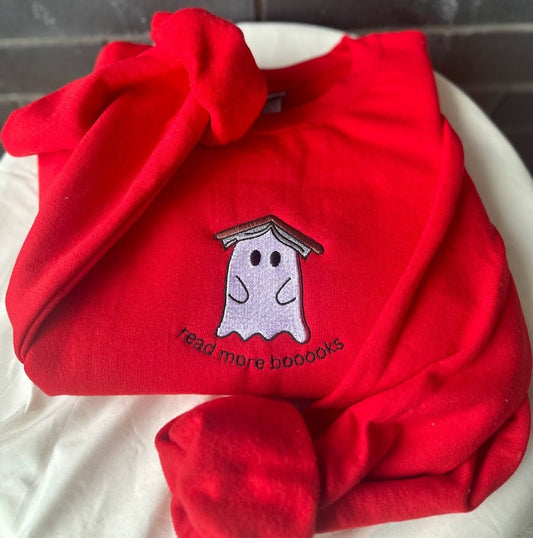 Read More Boooooks Ghost - Embroidered Sweatshirt