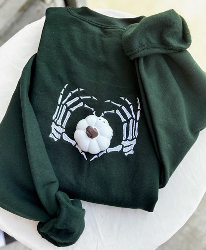 Embroidered Sweatshirt Skeleton Hand Heart, Halloween Sweatshirt, Fall Sweatshirt, Retro Halloween, Spooky Season Shirt, Stay Spooky, Gift