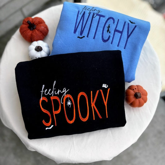 Feeling Witchy and Spooky Embroidered Sweatshirt, Halloween, Spooky Season, Witches Brew, Witch Costume, Fall Trick Or Treat, Witch,Salem MA