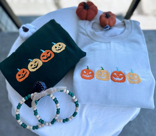 EMBROIDERED Jack O Lantern Sweatshirt, Embroidered Pumpkin Sweater, Halloween Crewneck, Fall Sweatshirt, Spooky Season, Pumpkin Carving