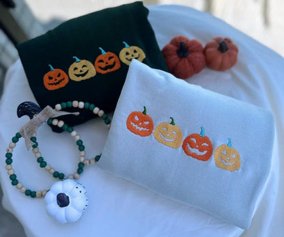 EMBROIDERED Jack O Lantern Sweatshirt, Embroidered Pumpkin Sweater, Halloween Crewneck, Fall Sweatshirt, Spooky Season, Pumpkin Carving