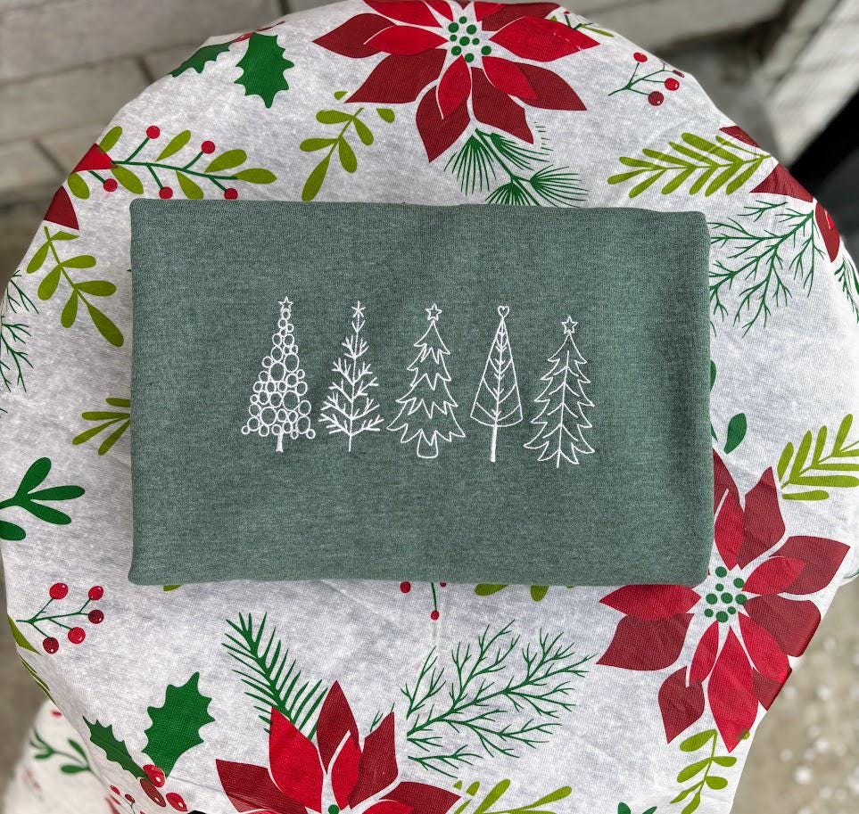 Christmas Tree Embroidered Sweatshirt, Festive Holiday Sweatshirt, Christmas Gift, Winter Sweatshirt, Tis The Season, Tree Sweatshirt Crew.