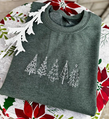 Christmas Tree Embroidered Sweatshirt, Festive Holiday Sweatshirt, Christmas Gift, Winter Sweatshirt, Tis The Season, Tree Sweatshirt Crew.