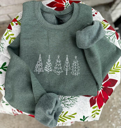 Christmas Tree Embroidered Sweatshirt, Festive Holiday Sweatshirt, Christmas Gift, Winter Sweatshirt, Tis The Season, Tree Sweatshirt Crew.