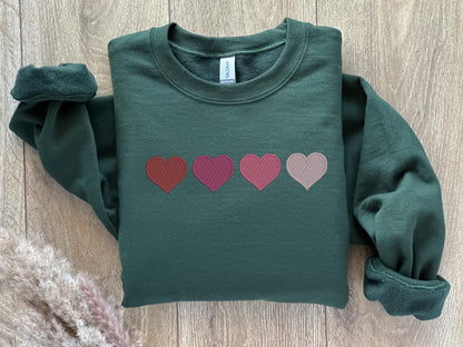 EMBROIDERED Valentines Day Sweatshirt, Heart Sweatshirt, Coquette Heart, Gift For Her, Teacher Sweater, Couple Sweatshirt, XOXO, Womens Gift