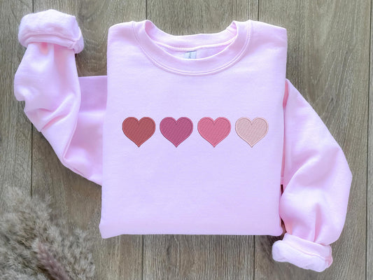 EMBROIDERED Valentines Day Sweatshirt, Heart Sweatshirt, Coquette Heart, Gift For Her, Teacher Sweater, Couple Sweatshirt, XOXO, Womens Gift