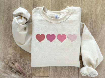 EMBROIDERED Valentines Day Sweatshirt, Heart Sweatshirt, Coquette Heart, Gift For Her, Teacher Sweater, Couple Sweatshirt, XOXO, Womens Gift